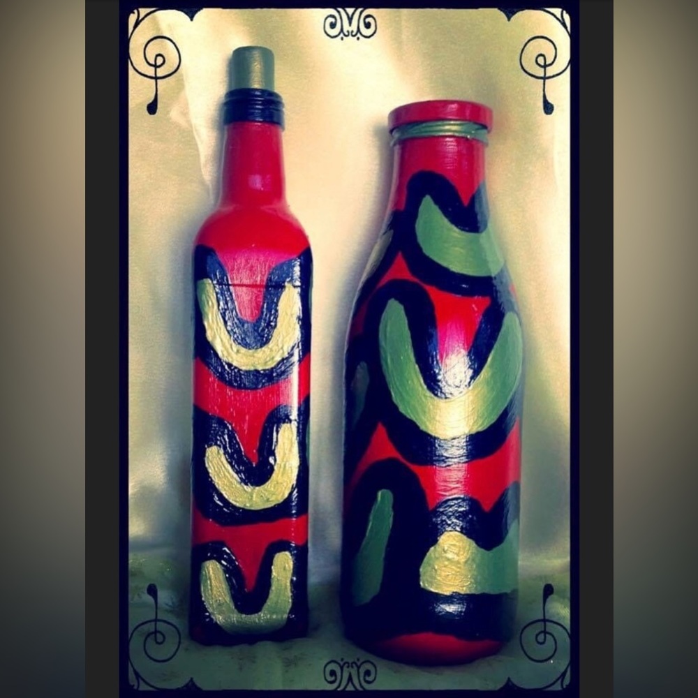 Hand Crafted Green Apple Slices Gypsy Bottles Set